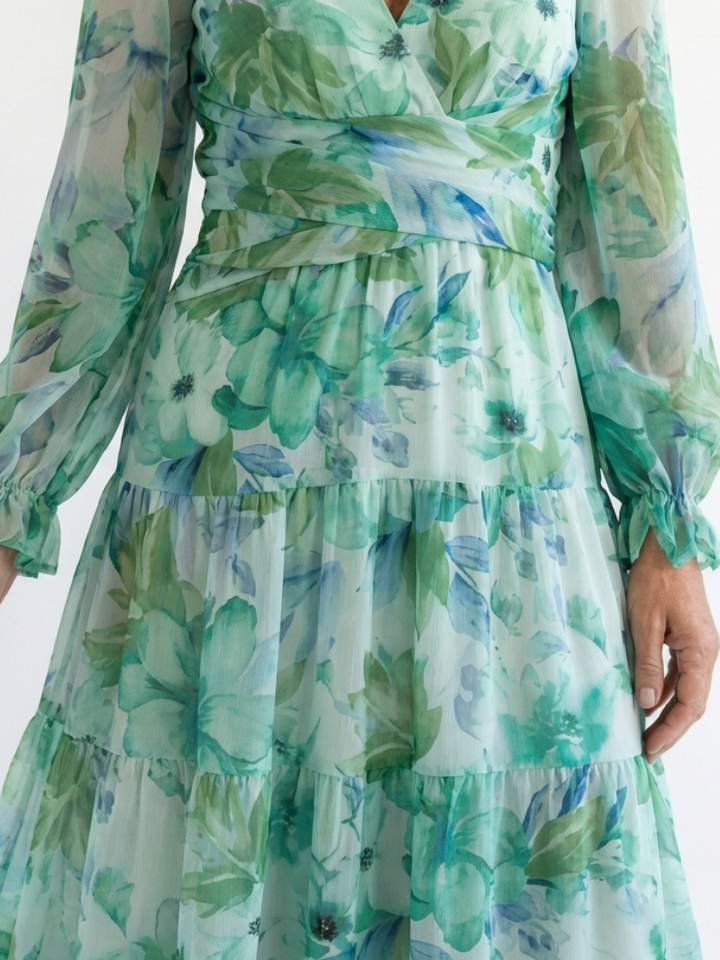 Althea | Lange Mouwen Bloemen Maxikleed