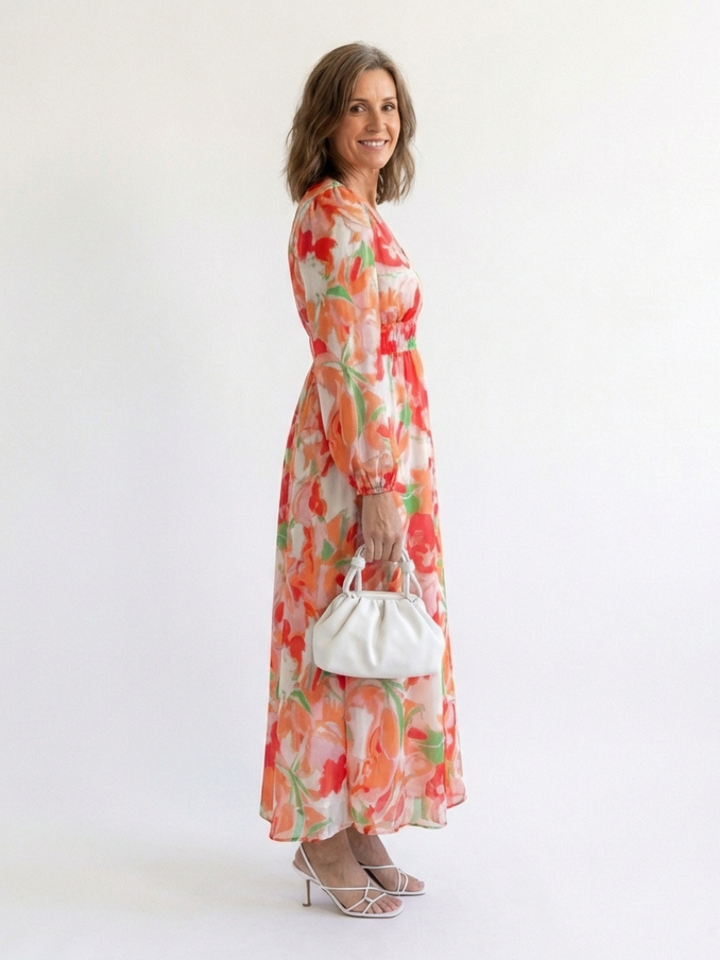 Althea | Lange Mouwen Bloemen Maxikleed