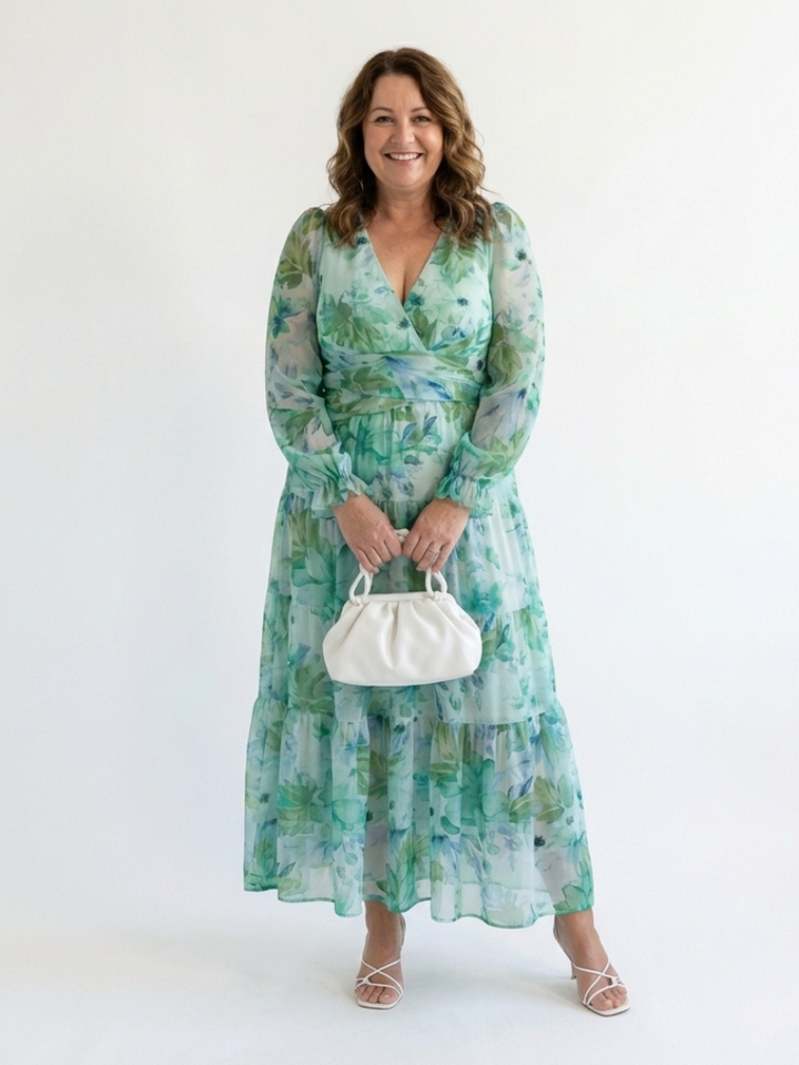 Althea | Lange Mouwen Bloemen Maxikleed