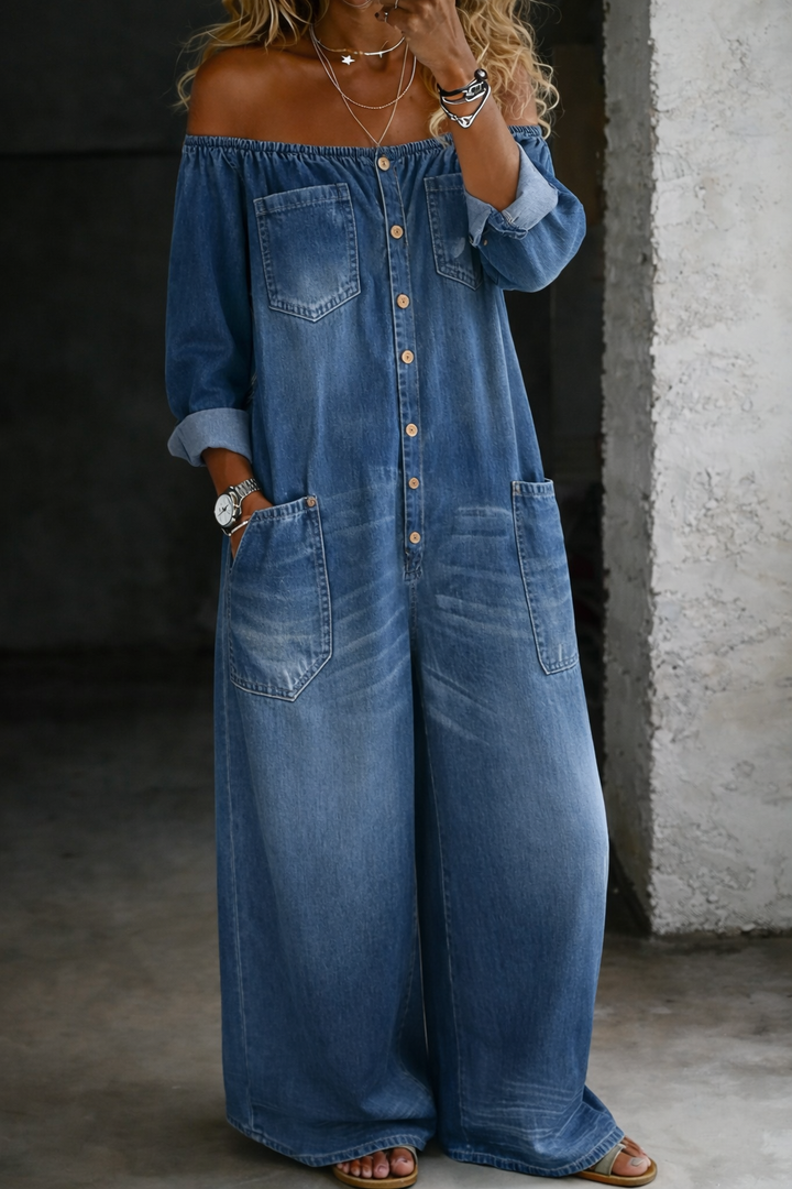 Elena | Jumpsuit met schoudervrije en lange mouwen