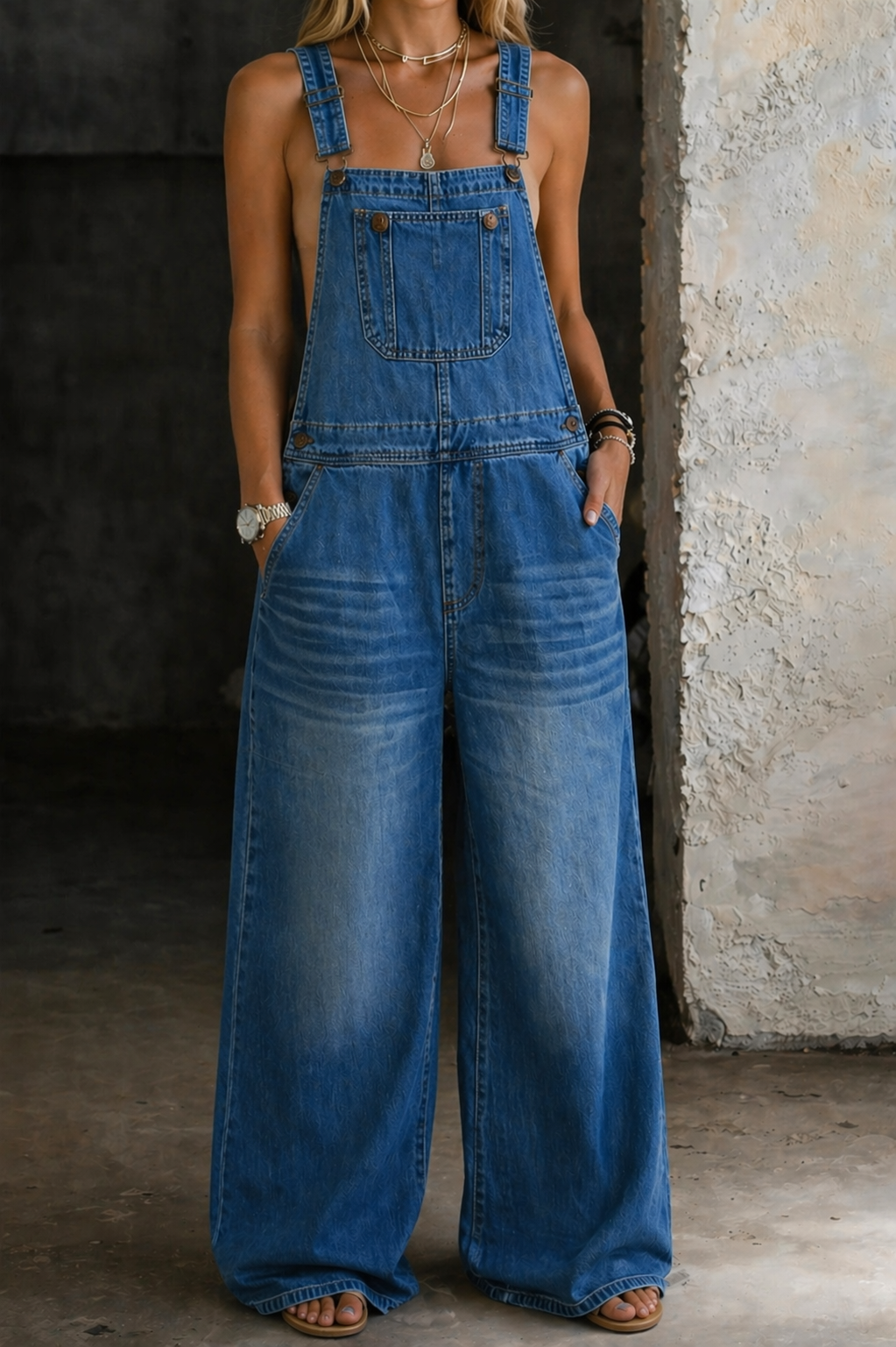 Harper | Jeansoverall met elastische tailleband