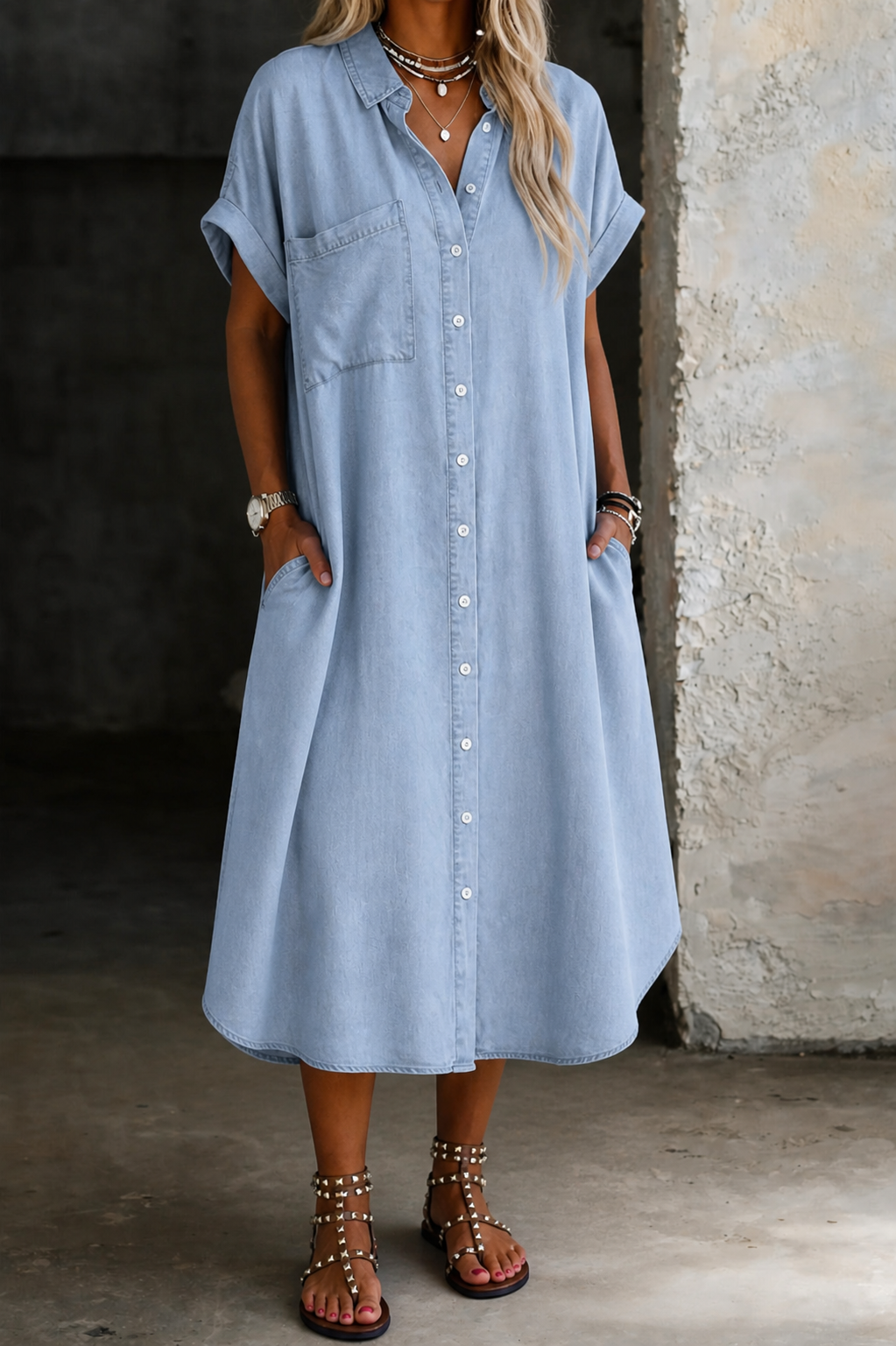 Karen | Licht Denim Hemdjurk