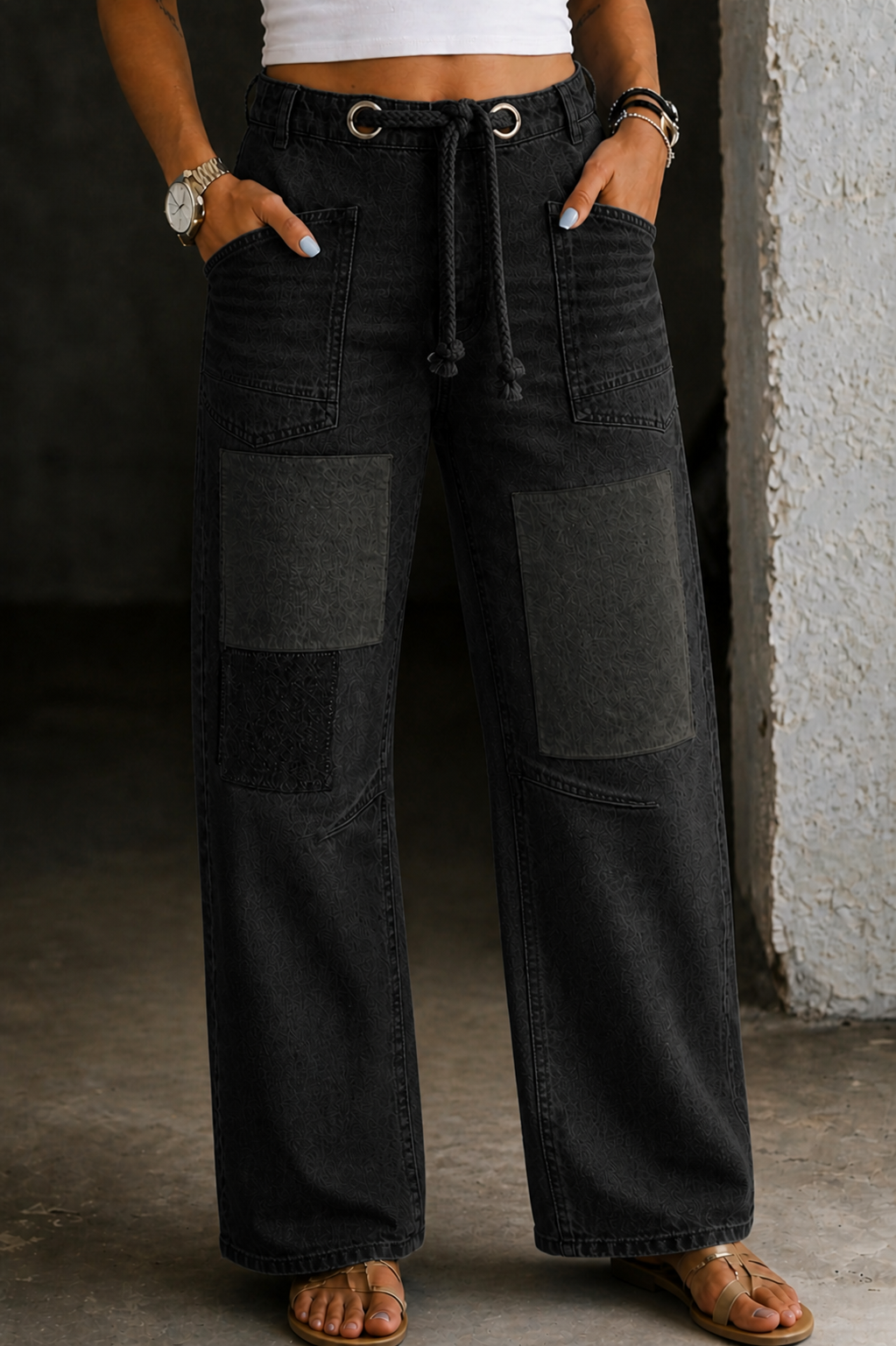 Margaret | Jeans met zakken in patchwork-stijl