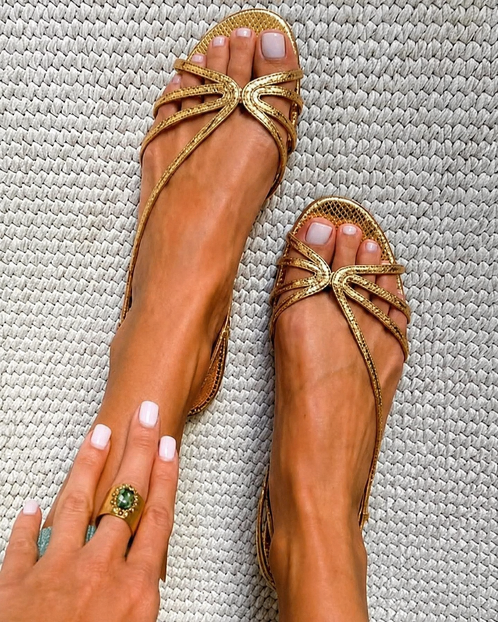 Ginevra | Goldene Sandalen Elegante Sommer