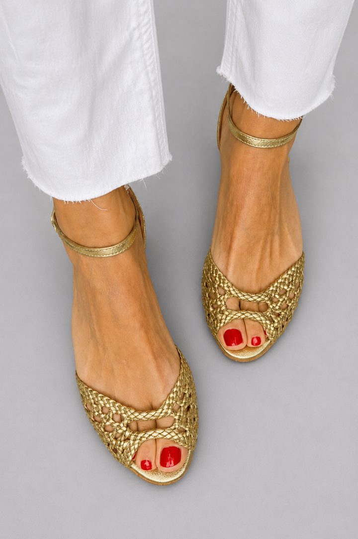 Isadora | Geflochtene Sandalen in Gold