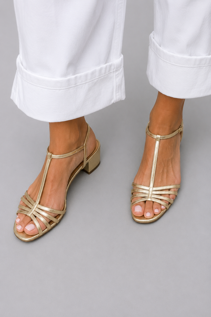 Allegra | Goldene Sandalen für Elegante Alltagsmomente