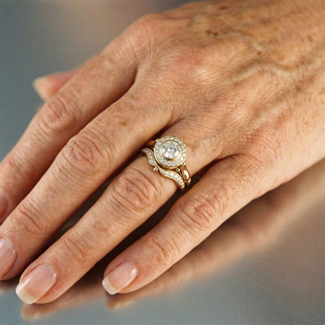 Vintage-Ring-Set aus Gold und Zirkon