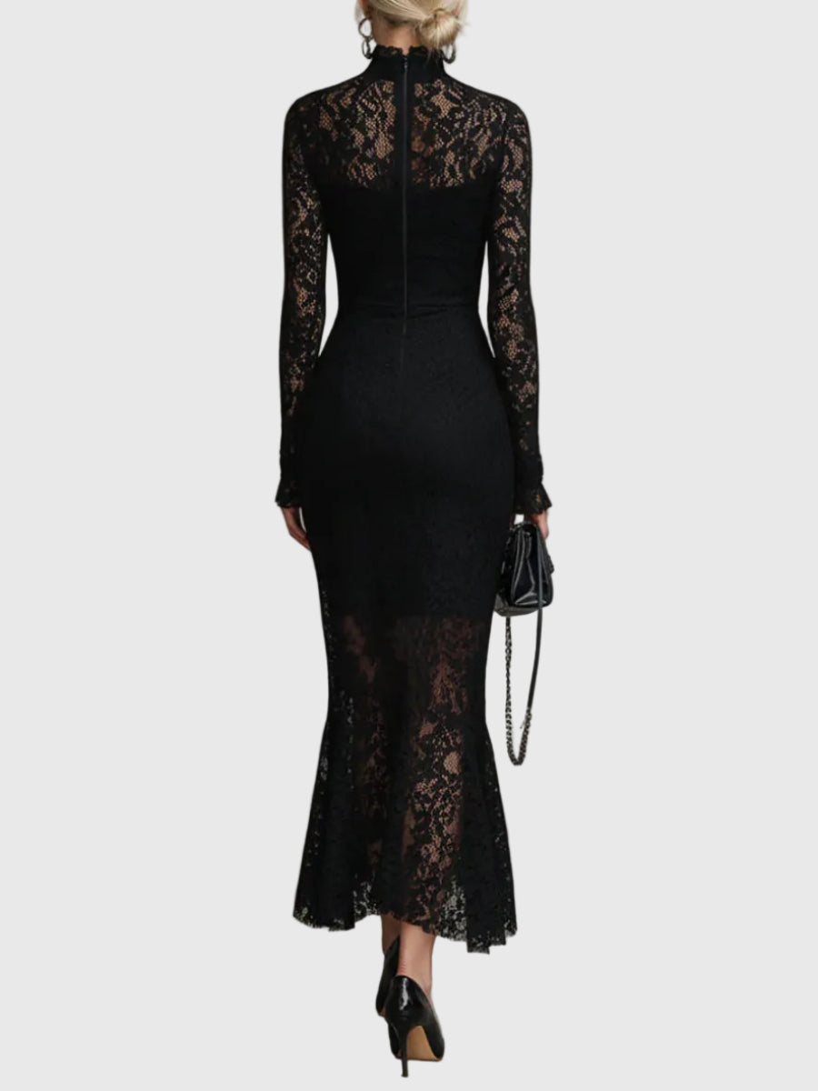 Monica | Elegantes Maxikleid mit ausgestelltem Spitzenrock