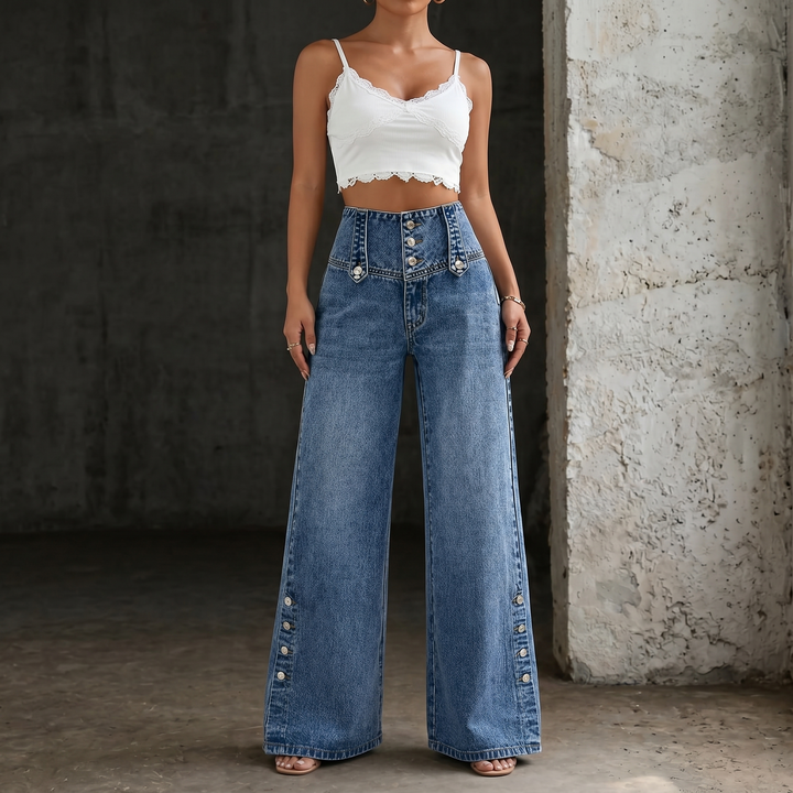 Mia | Jeans met hoge taille en splitten