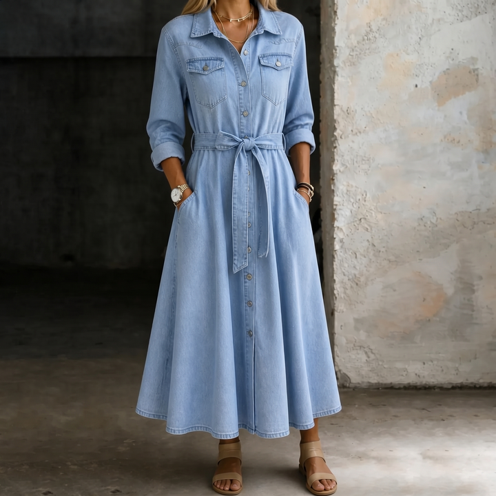 Luna | Jeansjurk met lange mouwen