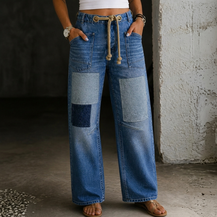 Margaret | Jeans met zakken in patchwork-stijl