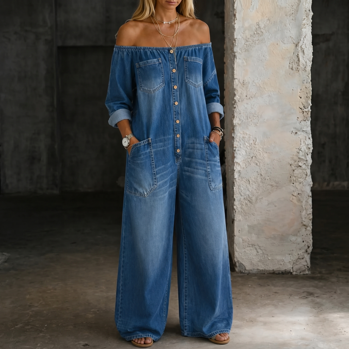 Elena | Jumpsuit met schoudervrije en lange mouwen