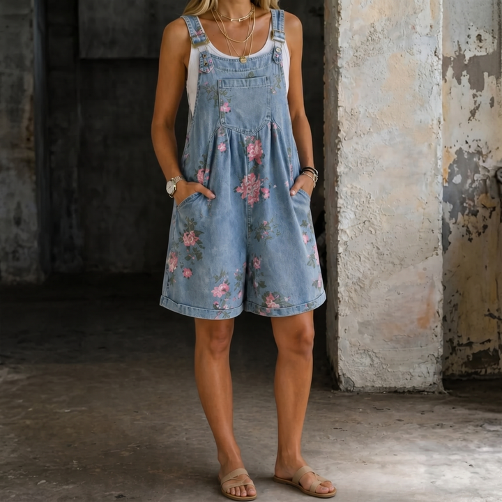 Marvina | Bloemen Denim Overall