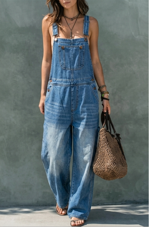 Harper | Jeansoverall met elastische tailleband