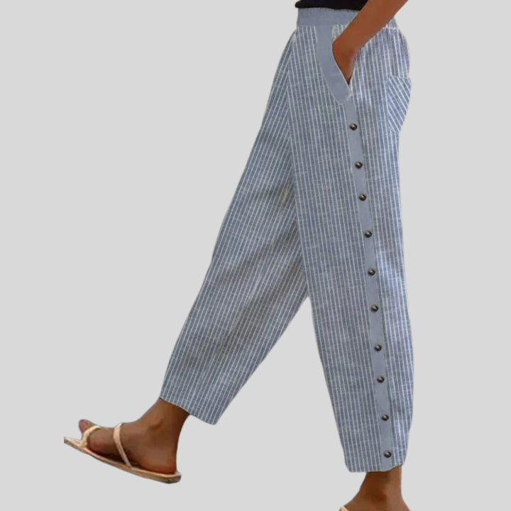 Linaya - Gestreifte Knopfhose