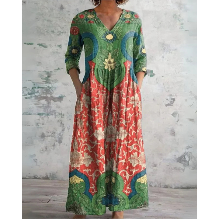 ELEANOR | MAXI-KLEID VINTAGE MIT BLUMENMUSTER
