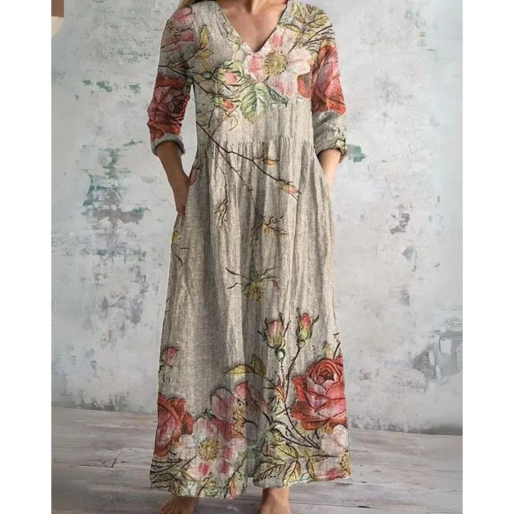 ELEANOR | MAXI-KLEID VINTAGE MIT BLUMENMUSTER