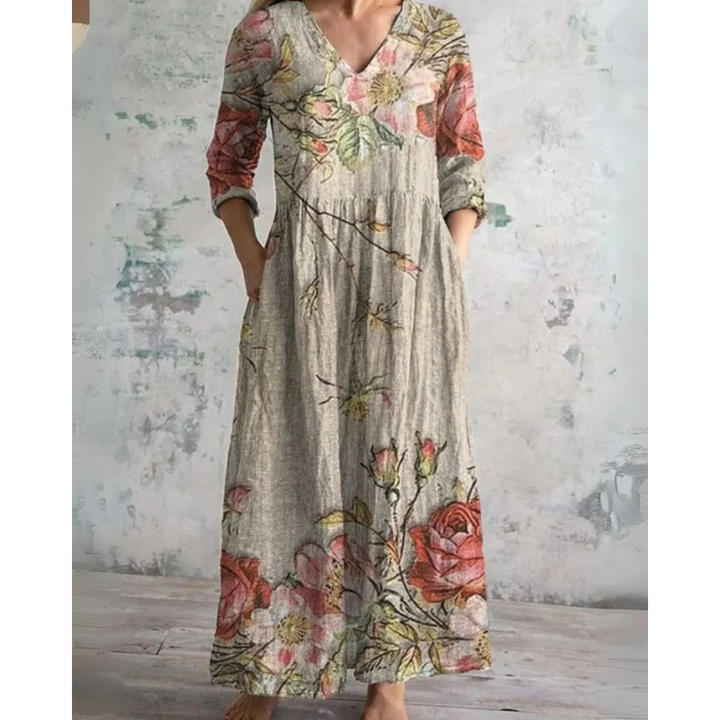 ELEANOR | MAXI-KLEID VINTAGE MIT BLUMENMUSTER