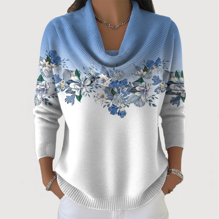 Sophie | Pullover mit weichem Kragen und floralem Muster