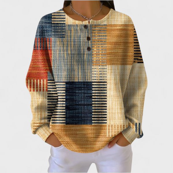 Thea - Pullover mit buntem Patchwork-Muster