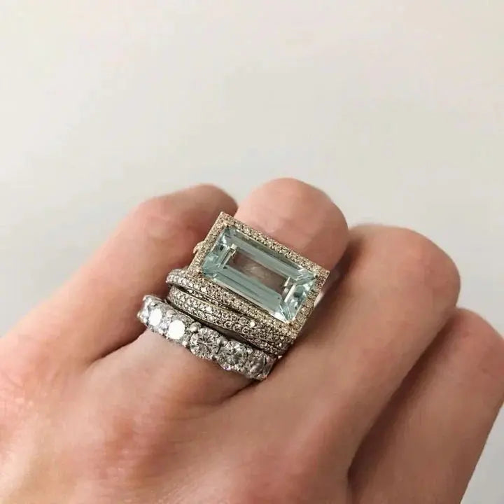 Vintage-Silberring-Set mit türkisem Glas
