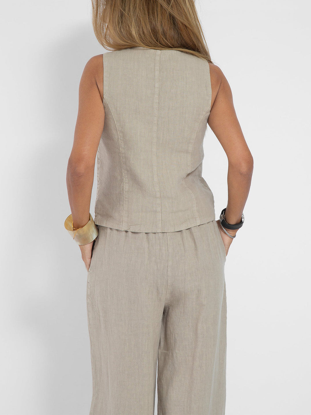 Aira - Ensemble Gilet mit Knöpfen & Weite Hose