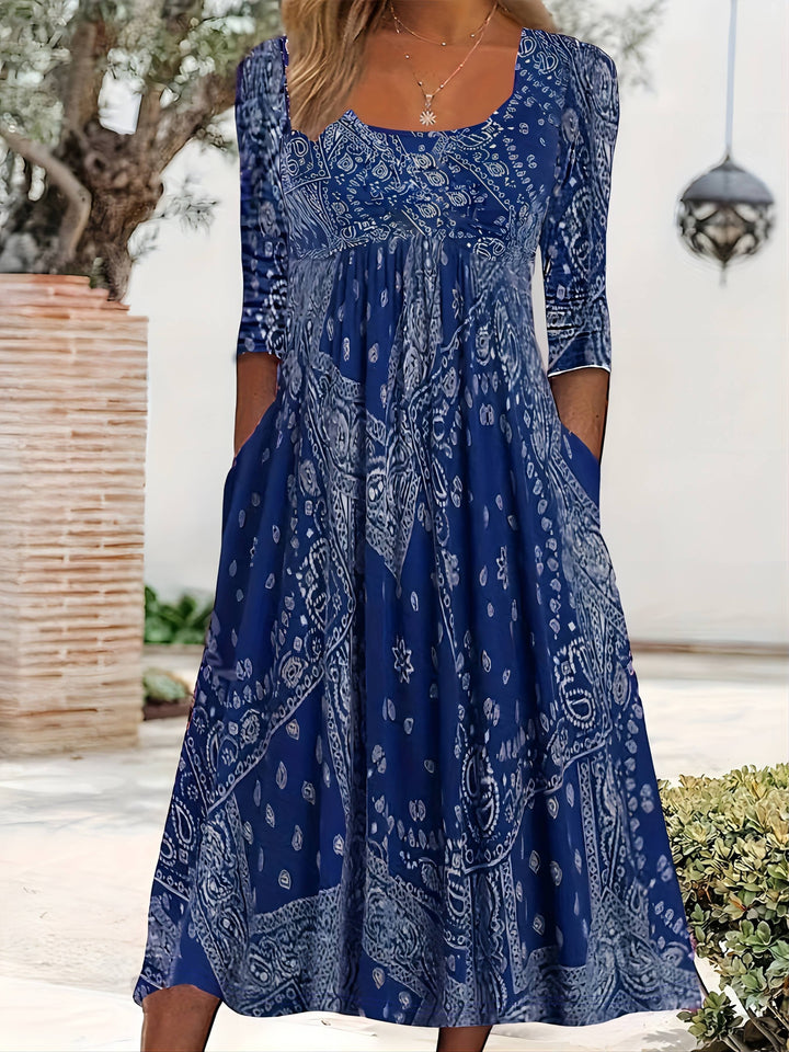 ELOWEN | MIDI-KLEID MIT LANGEN ÄRMELN CASUAL