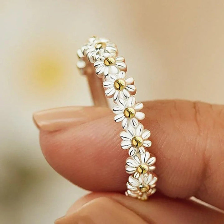 Verstellbarer Ring mit handbemalter Margerite