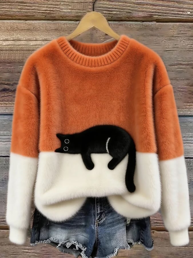 Chloé | Grafisches Pulli mit süßem Katzenmotiv
