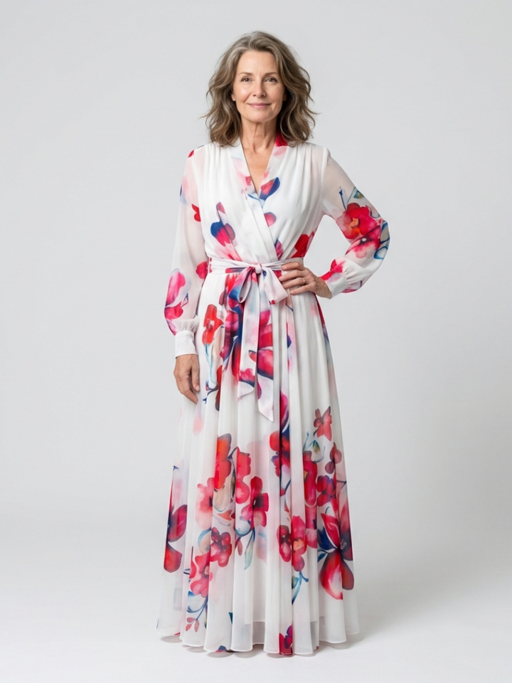 Lillian | Bloemige Maxidress met Lange Mouwen