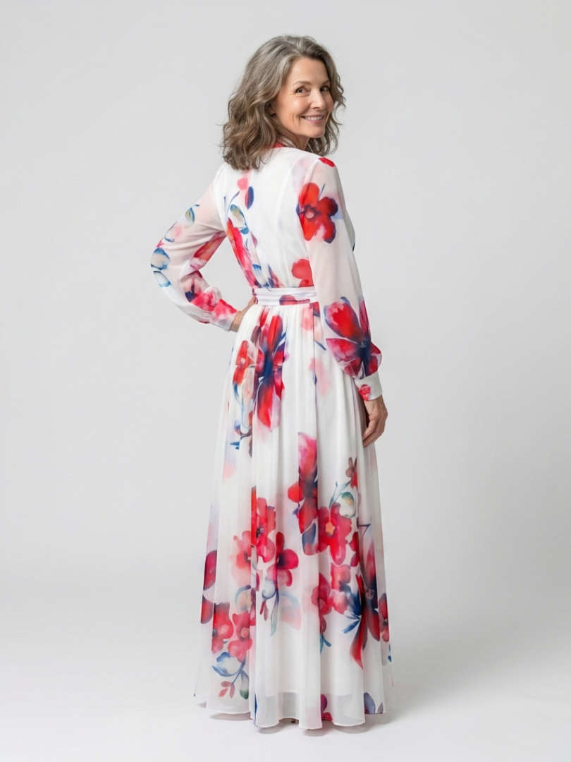 Lillian | Bloemige Maxidress met Lange Mouwen