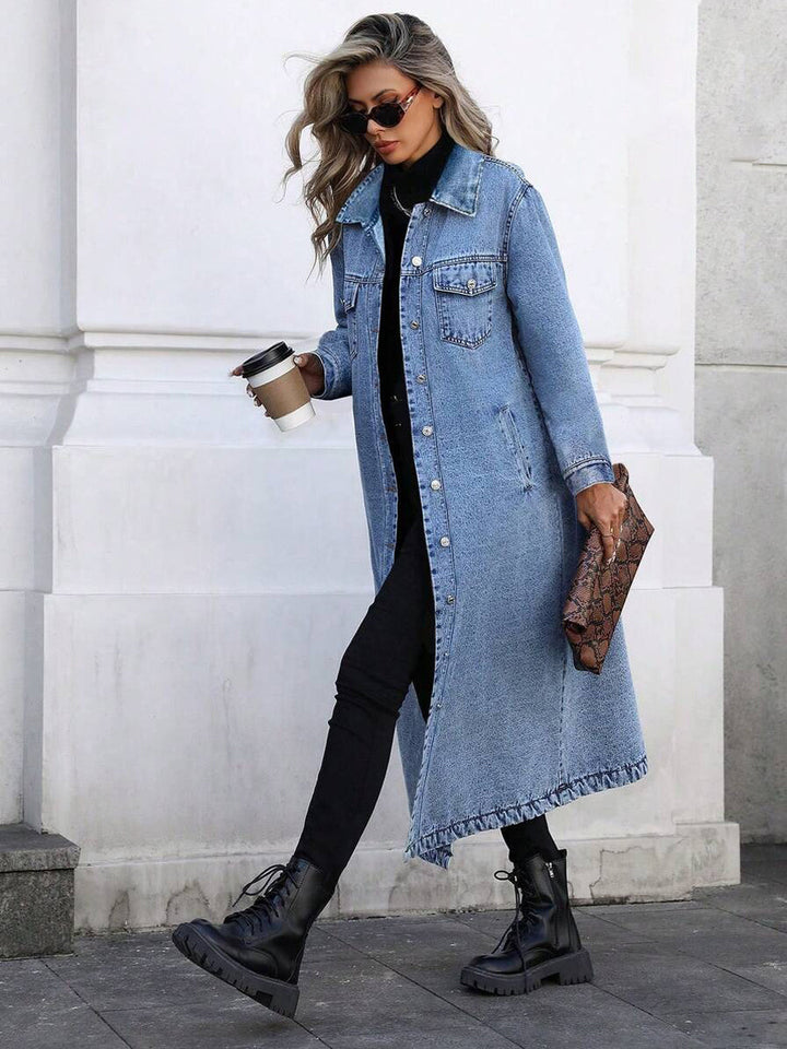 Maya | Stijlvolle Lange Jeansjas