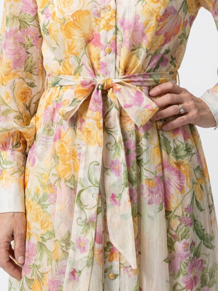 Cressida | Florale Maxikleid met lange mouwen
