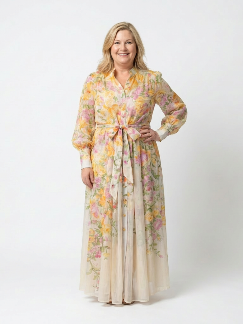 Cressida | Florale Maxikleid met lange mouwen