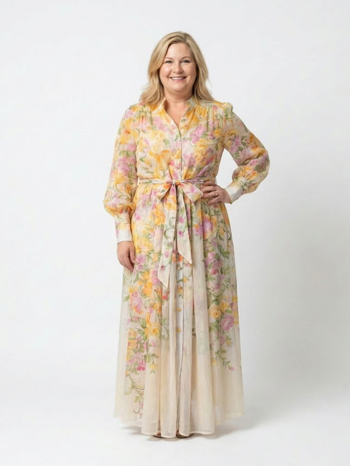 Cressida | Florale Maxikleid met lange mouwen