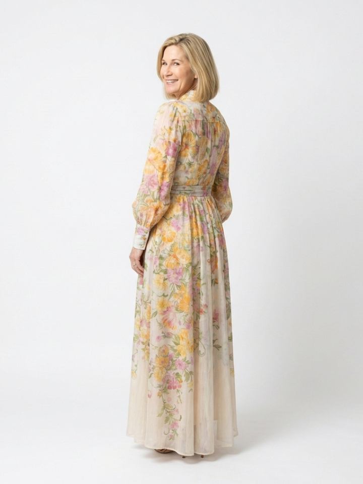 Cressida | Florale Maxikleid met lange mouwen