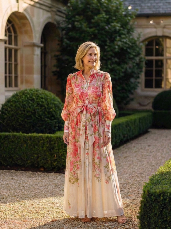 Cressida | Florale Maxikleid met lange mouwen
