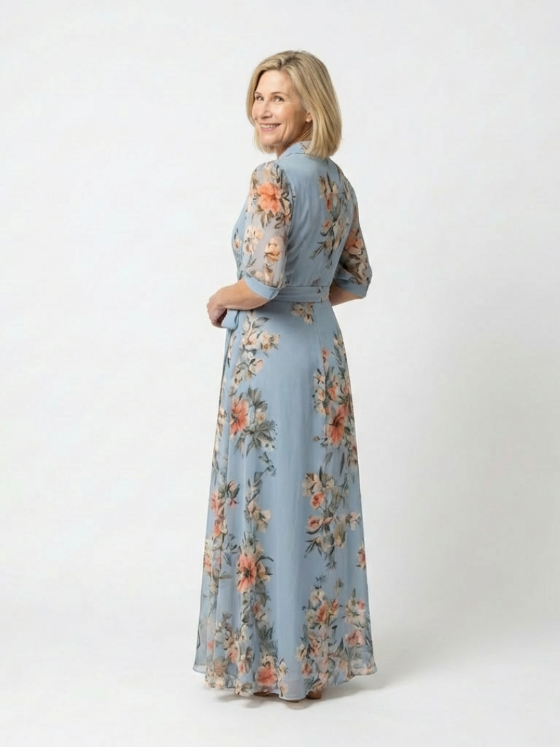 Elowen | Florale Wikkel-V-Hals Maxikleed