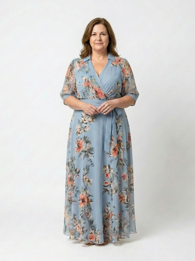 Elowen | Florale Wikkel-V-Hals Maxikleed